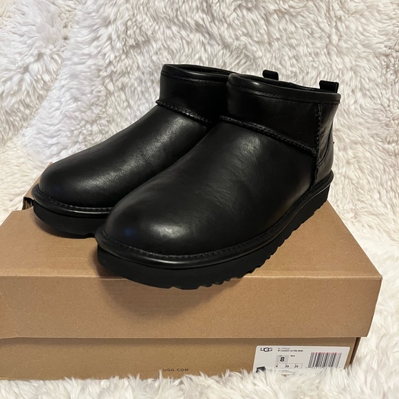 UGG Shoes - Ugg classic ultra mini black leather size 8